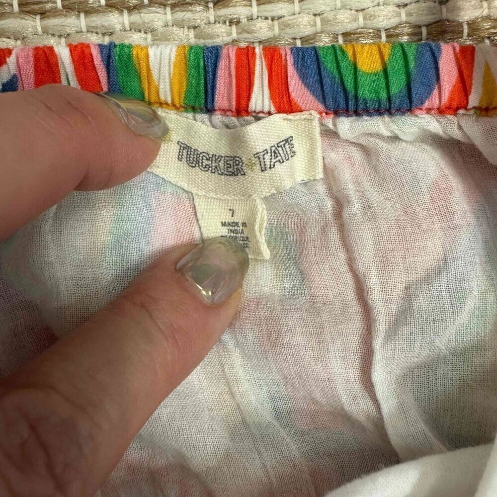 Tucker + Tate Girl Tiered Dress Cotton Sleeveless Playful Rainbow Summer Multi 7 - Picture 6 of 8